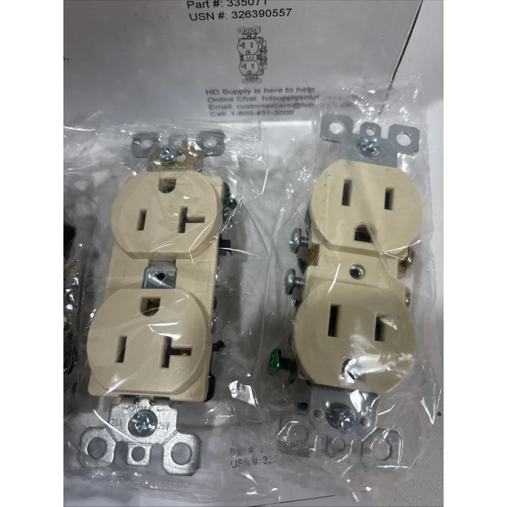 4 Pc Standard Duplex Receptacles 20 Amp IVORY‎ 20A Commercial Grade And More